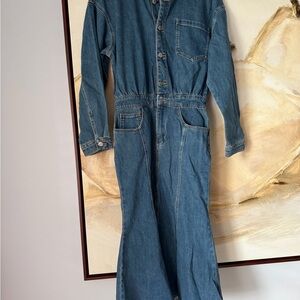 Urban Revivo Denim Midi Skirt Button Front Long Sleeve Blue Size US 6